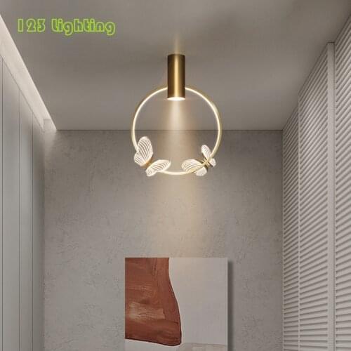Butterfly LED Ceiling Lights Gold Home Art Atmosphere Deco Hanging Light Fixtures For Livingroom Restaurant Aisle Stairs Bedroom