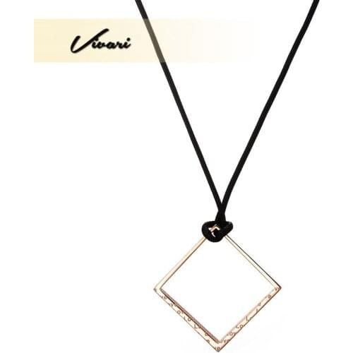 Vivari Fashion LOVE Words Women Leather Necklace Pendants Stainless Steel Rose Gold Color Square Shape Jewelry Accessories
