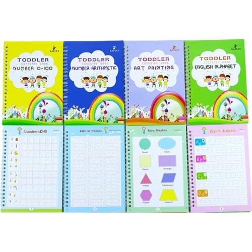 Magic Practice Copybook With Pen Free Wiping English Version Handwriting Copybook Magic Writing Sticker Set For Kids