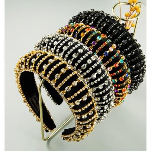 ZA European And American Fashion Hair Band Ladies Thickened Sponge Rhinestone Hairpin Wide Side Net Red Hair Accessories