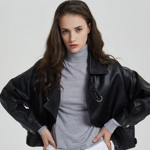2020 Faux Leather Jacket Women Vintage Loose Street Biker Coat Female Single Breasted Motorcycle Leather Jacket Outerwear