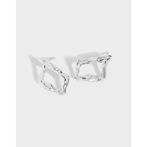 SHANICE S925 Sterling Silver ins niche design minimalist geometric irregular square Stud Earrings For Women Accessories Jewellry