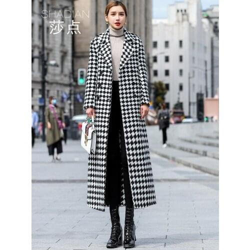 Plaid Coat Womens Middle and Long Korean New Autumn and Winter Hepburn High End Plaid Coat in 2021