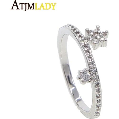 New Rose Gold Colo cz flowers Rings for Women Pave Zircon Ring delicate Jewelry Wedding flower rings Cute fashion Jewelry