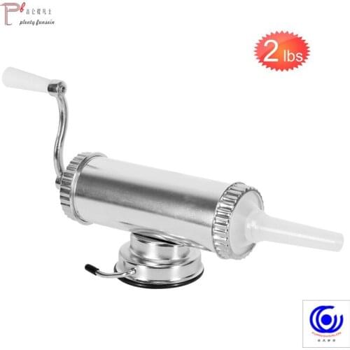 1KG / 2LBS Horizontal Manual Type Meat Sausage Stuffer With Suction Base Homemade Filler Syringe Aluminum Salami Maker Machine