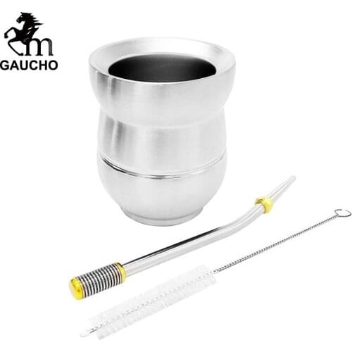 1 PC/Lot Stainless Steel Yerba Mate Calabash 5 OZ & Straw & Cleaning Brush Easy Hold Special For Lady and Children Hot Sale