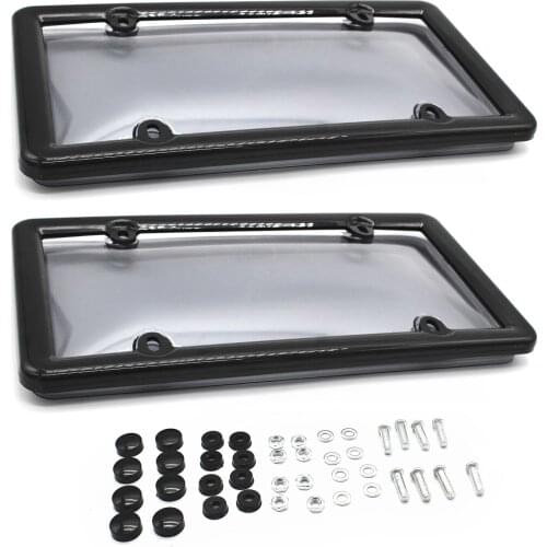 2PCS Clear Smoked License Plate Shield Cover Combo Premium Quality License Plate Clear Smoked and Black Bubble Shield Cover