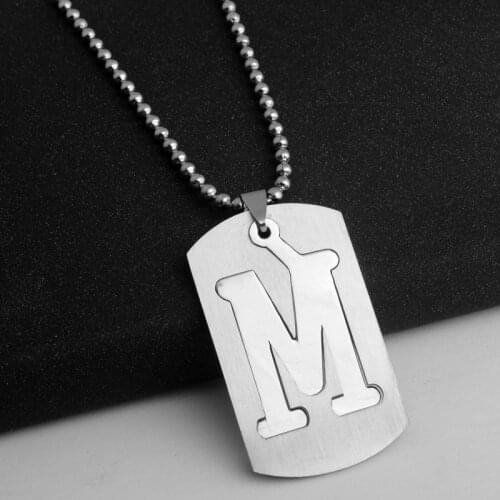 30pcs Family name gift Initial Letter M monogram alphabet Stainless steel alloy 26 English word sign pendant Necklace jewelry