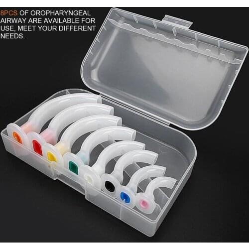8pcs/Box Mixed Airway Tube Gas Guide Tube For Patients Disposable Orop haryngeal Airway For Emergency First Aid White