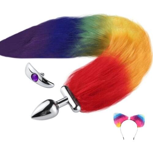 8 Styles 2 pcs/SET Artificial Hair Plush Hairpin Ears Headband Headdress Fox Tail Chrome Metal Plug