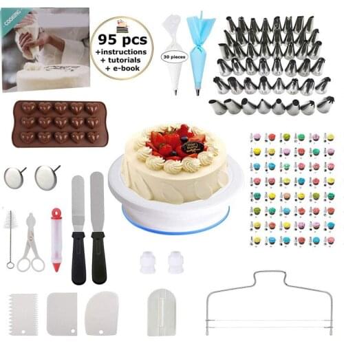 95 Pcs Dessert Cake Decorating Tip Set Cream Bag Nozzles Converter Confectionery Cupcake Stainless Icing Pastry Baking Tools