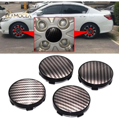 Reamocea 4x 60mm Carbon Fiber Style ABS Car Wheel Center Rim Tire Hub Center Cap Cover Replacement Styling Emblem Accessories
