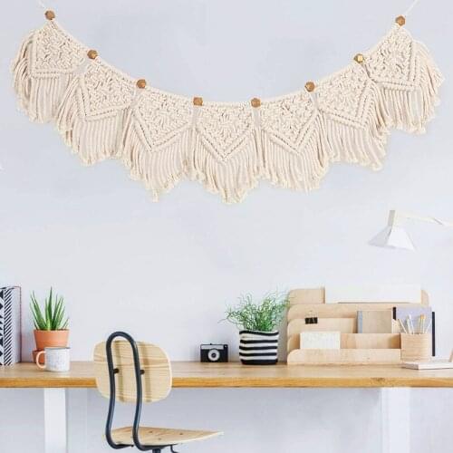 Boho Knitted Banner Garland Macrame Wall Hanging Tapestry Bohemian Home Living Room Bedroom Decor Nordic Decoration Accessories