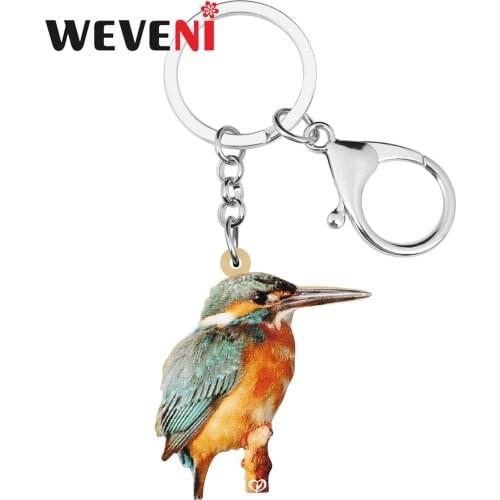WEVENI Acrylic Lovely kingfisher Bird Keychains Long Lovely Animal Keyring Jewelry For Women Kids Teens Fashion Gift Decoration