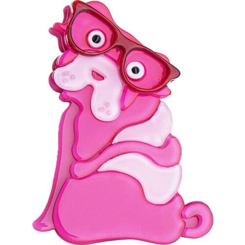 New Lovely Dog Acrylic Brooches And Pins Animal Dogs With Glasses Brooch for Women Scarf Clip Clothes Accessories New Year Gifts