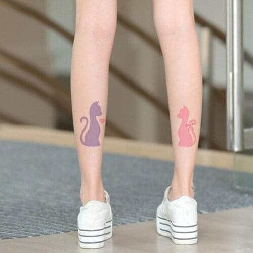 Coloured Kitten Printed Pantyhose Thin Silk Stockings With Hind Legs
