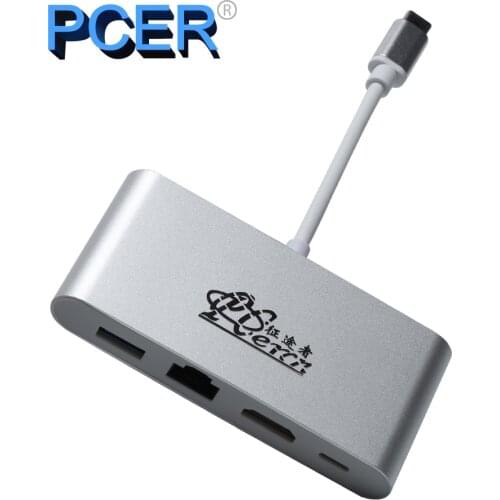 PCER USB C Hub Docking Station USB C to HDMI USB LAN Adapter USB C ADAPTER for MacBook Samsung Galaxy type c HUB dongle docking
