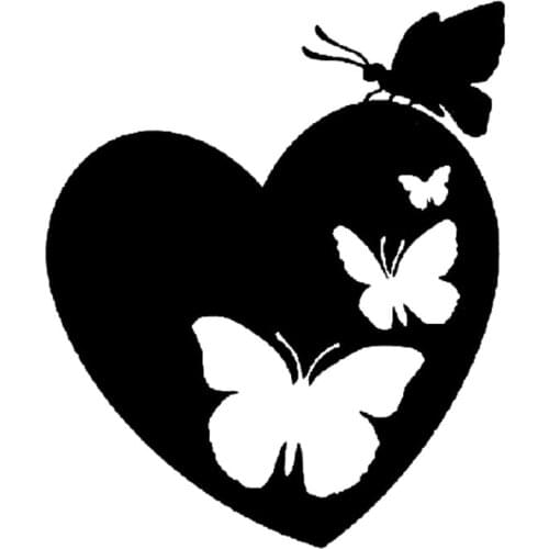 LLY-1174 Creative Car Sticker Beautiful Heart-shaped Butterfly Decoration Decal PVC Auto Body Cover Scratch Waterproof Decals