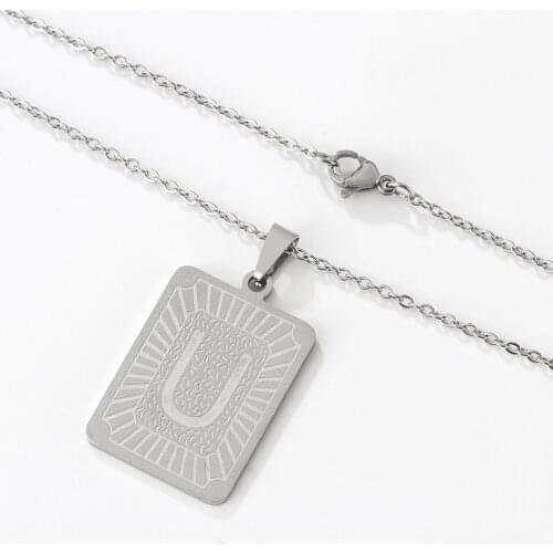 Gojomem Hip-hop Punk Fashion Titanium Steel Initial Letter A-Z Gold Silver Color Pendant Unisex Necklace for Party