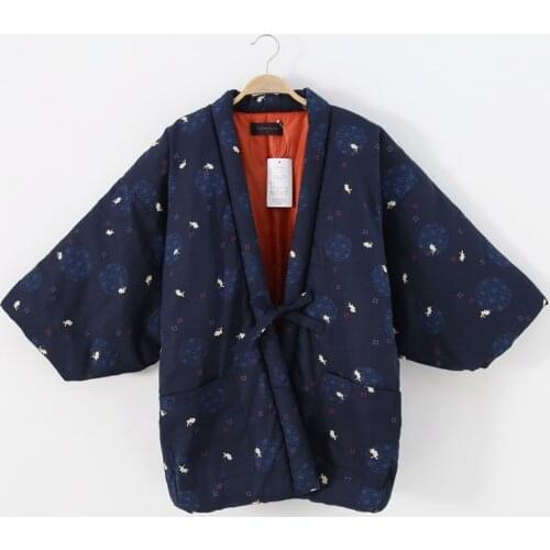 Haori Women Japan Style Winter Kimono Cardigan Cotton Femme Yukata Vintage Folk Style Asian Clothes Pajamas Hanten Ladies