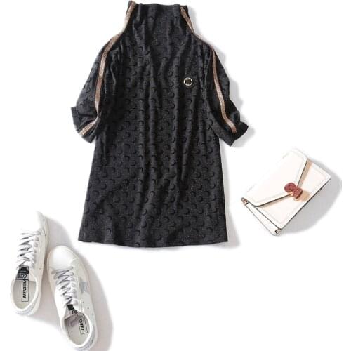 Camisetas Verano Mujer 2020 High-necked Hollow Moon Figure Slim High-elastic Nine-point Sleeve Bottoming Women Shirt Lace Autumn