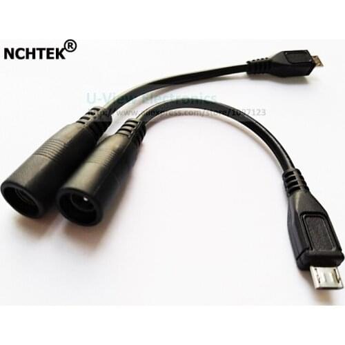 NCHTEK DC Power 5.5x2.1mm Female to Micro USB2.0 Male Plug Charge Cable About 12CM/Free DHL Shipping/500PCS