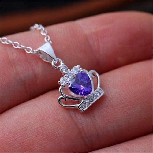 New classic design ladies crown necklace, heart-shaped zircon necklace romantic female wedding engagement jewelry 2021 trend