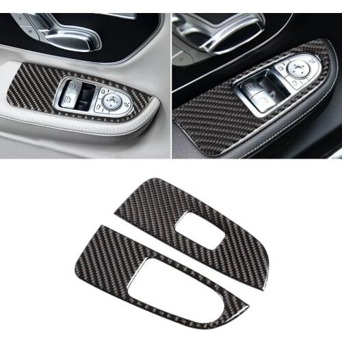For Mercedes Benz V Class V250 V260 2015 2016 2017 2018 2019 2020 Car Carbon Fiber Window Lift Panel Switch Button Cover Trim