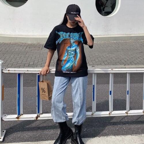 Muscle Graphic Tees TShirt Women Oversized T Shirts Summer Top Punk Clothes Gothic Clothing Designer Trending Fashion 2021
