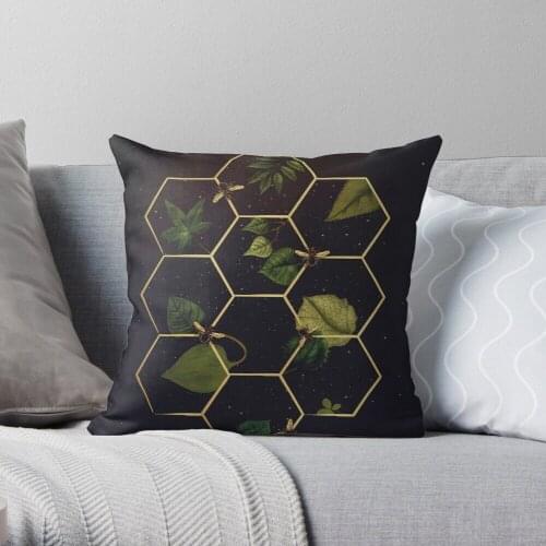 Bees in Space Throw Pillow Cushion Cover Polyester throw pillows case on sofa home living room car seat decor 45x45cm
