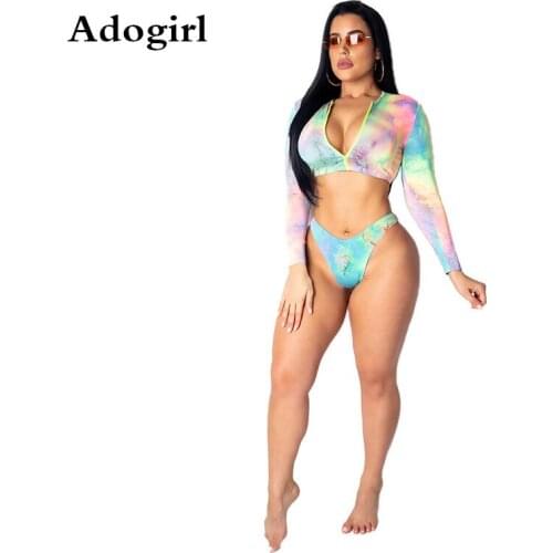 Colorful Printed Beach 2 Piece Set Zipper Up Long Sleeve Short Crop Top and Shorts Suits Sexy Night Club Tracksuit Cool Outfits