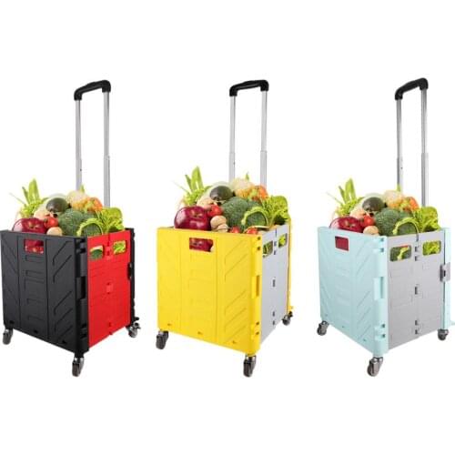 Portable Multifunctional Shopping Cart Supermarket Folding Shopping Cart Portable Food Basket Trolley Cart Household Trolley Car