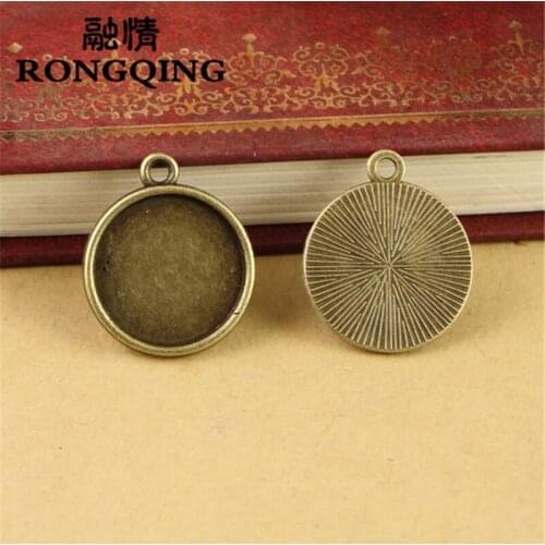 RONGQING 8mm 200pcs/lot Circular necklace Pendant Retro Tray DIY Accessories Wholesale Craft