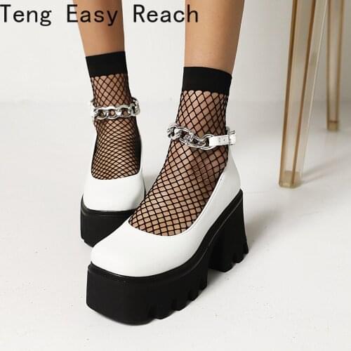 Metal Decoration Shoes For Women 2021 white Fashion Women Platform High Heels Pumps Newest Spring Working Shoes Woman