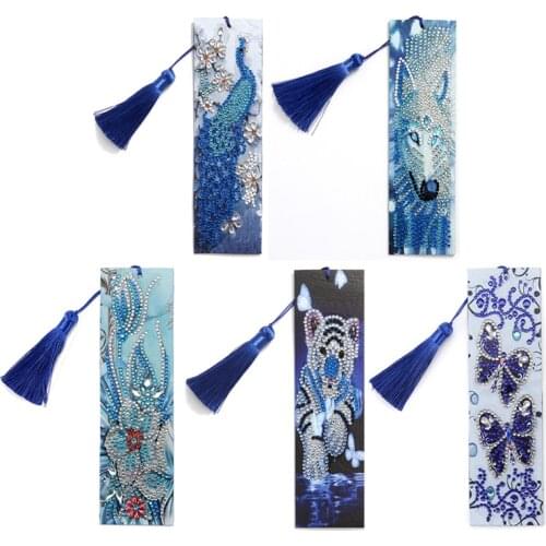 DIY Bookmark 5D Diamond Painting Special Shaped Diamond Embroidery Cross Stitch Leather Tassel Book Marks for Book Gift