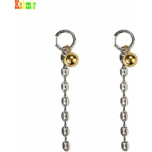 Kshmir2021 New gold simple temperament long geometric ball earrings removable earrings for women jewelry gifts earrings