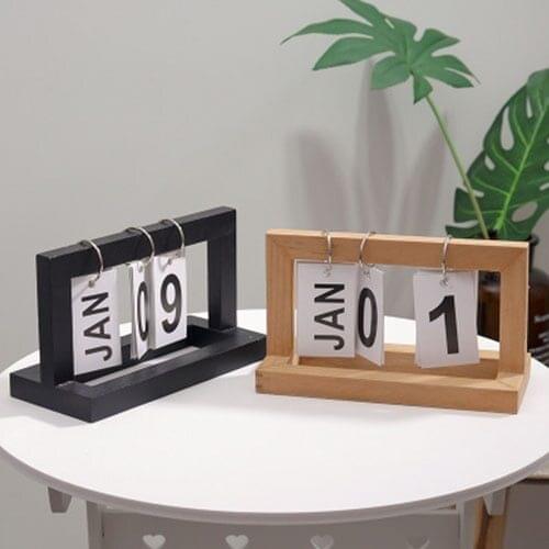 Nordic minimalist creative wooden page flipping calendar minimalist home desktop study desk calendar wooden ornaments