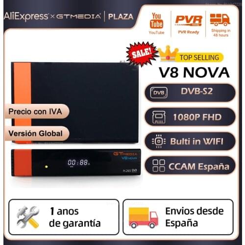 GTMEDIA V8 NOVA Satellite TV Receiver DVB-S2 Satellite decoder Tuner 1080P H.265 Freesat Bulti In WIFI CCCAM Ship from Spain