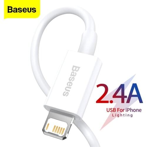 Baseus USB Cable for iPhone 12 11 Pro Max Xs X 8 Plus Cable 2.4A Fast Charging Cable for iPhone 7 SE Charger Cable USB Data Line