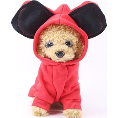 Winter Warm Small Dog Clothes Hoodies For Puppy Cat Cute Big Ear Design Pet Coat For Chihuahua Yorkie Poodles Jacket