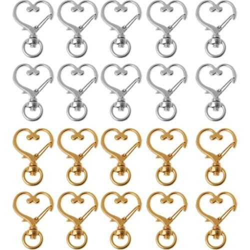 10Pcs Metal Swivel Lobster Clasp Snap Hook Heart Shape Keychain Jewelry Findings
