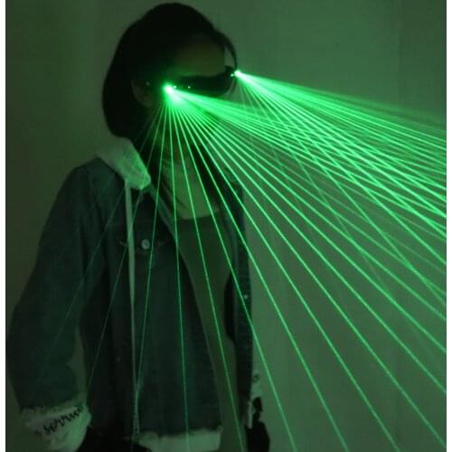 2 in 1 Multi-line Green LED Laser Glasses Light Dancing Stage Show DJ Club Party Glasses Multi Beams For LED luminous Costumes