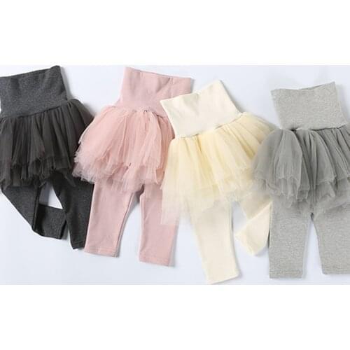 2018 Fall Cotton Pants Baby Girls Kids 5 layers Tulle Skirt Skinny Leggings Toddler Ball Gown Party Leggings Children Clothing