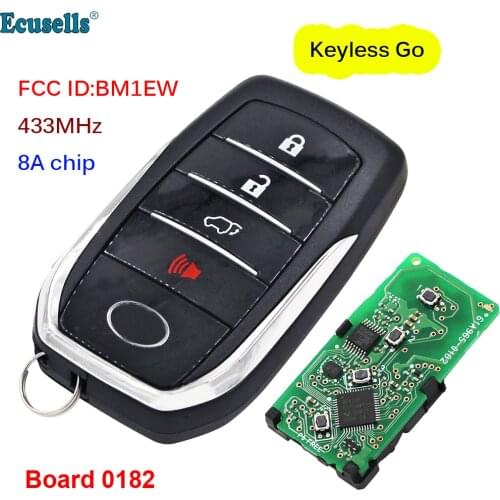 3+1/4 Buttons Smart Keyless Go Remote Car Key Fob for Toyota Fortuner 433MHZ 8A Chip FCC ID:BM1EW 0182 Board