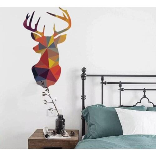 3d Geometric Animal Shape Wall Sticker Wolf Deer Bear Background Home Decor Art Mural Paper Decals Stickers