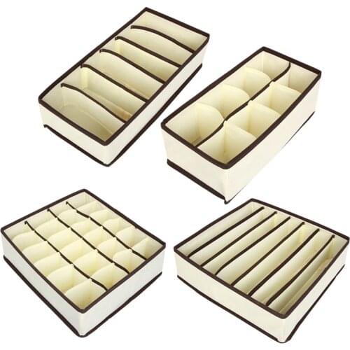 4 Set Underwear Organizer Drawer Divider Clothing Storage Closet Organizers Socks Storage Box