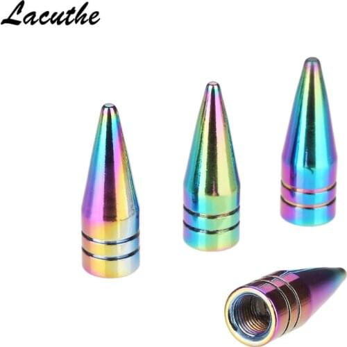 4 pc/lot Rainbow Color Bicycle Aluminum High Pressure Caps Motorcycle Car Tire Valve Cap Air Dust Cap for Presta Valves