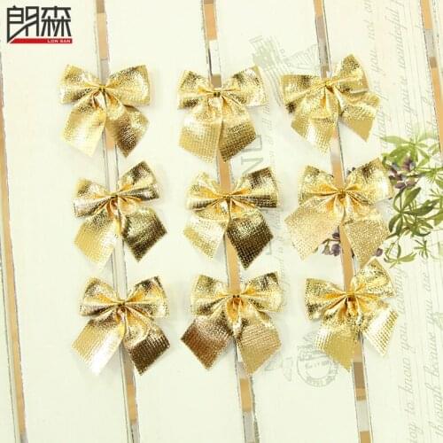 5cm Golden Flocking Bow Golden Bow Small Christmas Tree Ornament Christmas Decoration Accessories