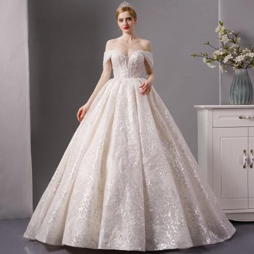 7016 ball gown wedding dress vestido de noiva simples pra casamento civil sequin dress bridal dress robe ceremonie femme mariage