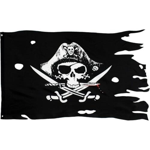 90*150cm Hole in the skull and Cross Crossbones Sabres Swords Jolly Roger pirate Dead Mans Chest Flags